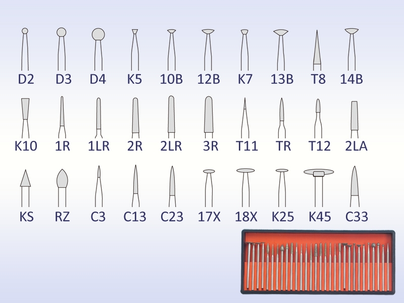 Bộ mũi mài kim cương xưởng  -   DIAMOND BURS